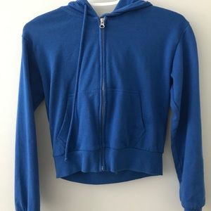 blue zip up sweater